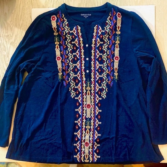 NEW, Coldwater Creek Women's Embroidered Front Patterned Design Tunic - Picture 1 of 6